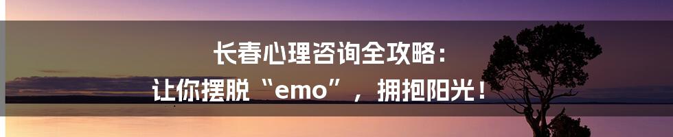 长春心理咨询全攻略: 让你摆脱“emo”,拥抱阳光!