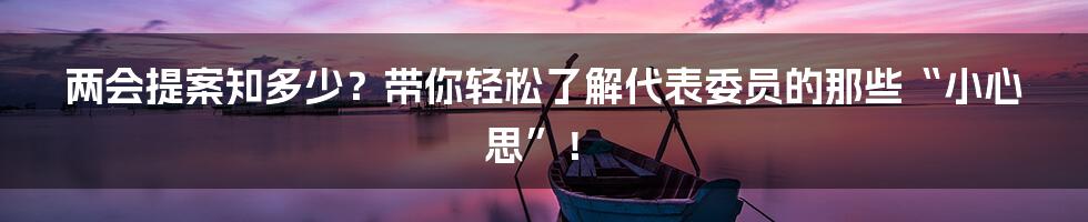 两会提案知多少？带你轻松了解代表委员的那些“小心思”！