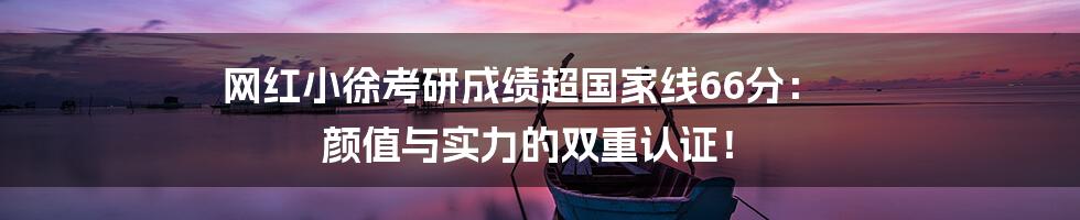 网红小徐考研成绩超国家线66分: 颜值与实力的双重认证!