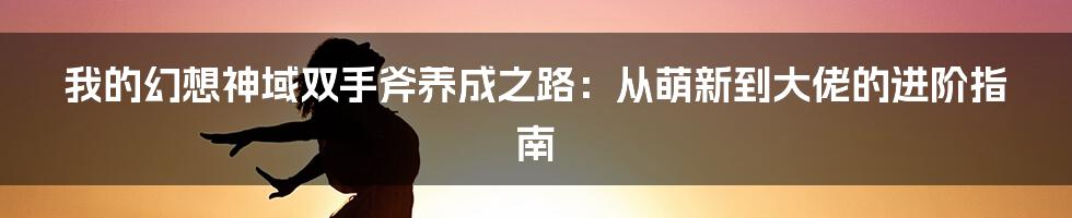 我的幻想神域双手斧养成之路：从萌新到大佬的进阶指南