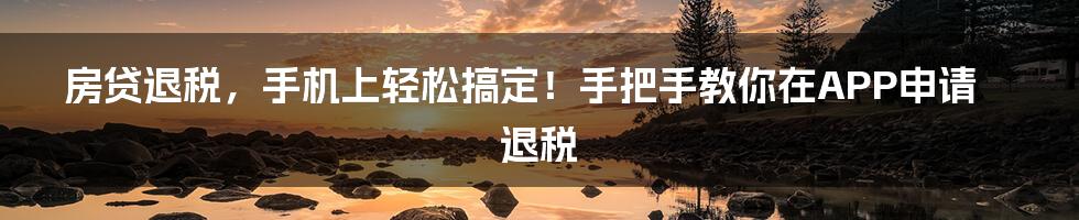 房贷退税,手机上轻松搞定!手把手教你在APP申请退税