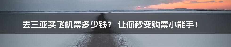 去三亚买飞机票多少钱? 让你秒变购票小能手!