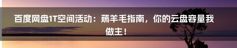 百度网盘1T空间活动：薅羊毛指南，你的云盘容量我做主！
