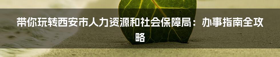 带你玩转西安市人力资源和社会保障局：办事指南全攻略