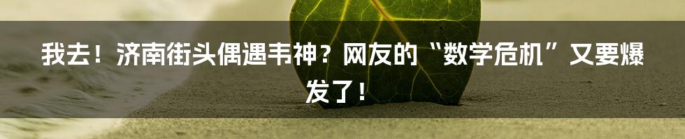 我去!济南街头偶遇韦神?网友的“数学危机”又要爆发了!