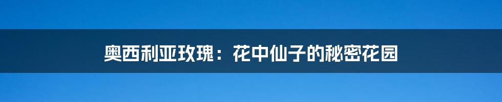 奥西利亚玫瑰:花中仙子的秘密花园