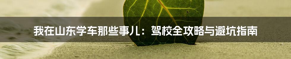 我在山东学车那些事儿:驾校全攻略与避坑指南