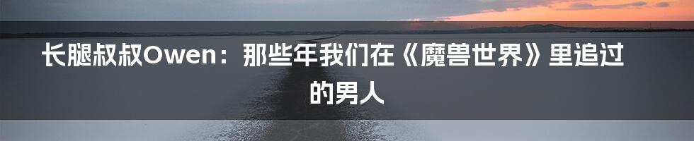 长腿叔叔Owen:那些年我们在《魔兽世界》里追过的男人