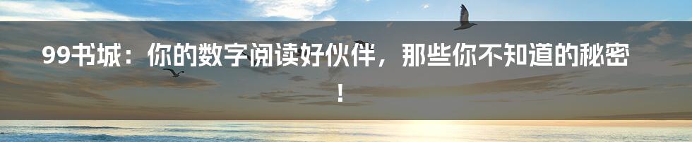 99书城:你的数字阅读好伙伴,那些你不知道的秘密!