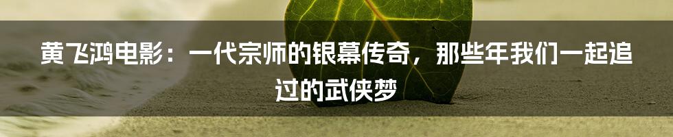 黄飞鸿电影:一代宗师的银幕传奇,那些年我们一起追过的武侠梦