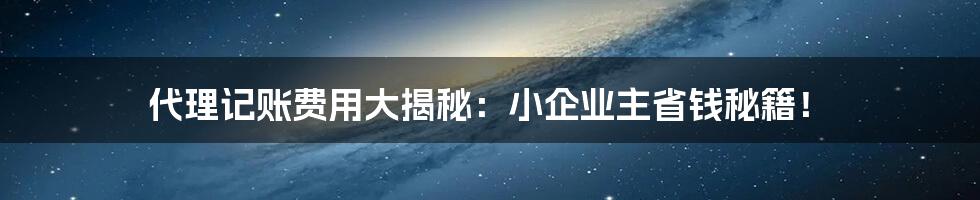 代理记账费用大揭秘:小企业主省钱秘籍!