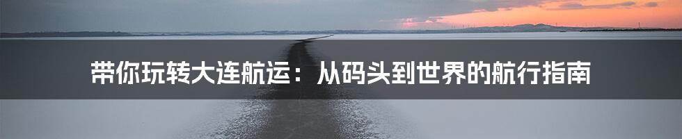 带你玩转大连航运:从码头到世界的航行指南