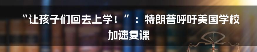 “让孩子们回去上学!”:特朗普呼吁美国学校加速复课