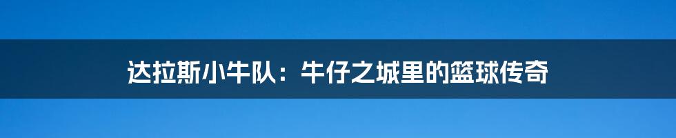 达拉斯小牛队:牛仔之城里的篮球传奇