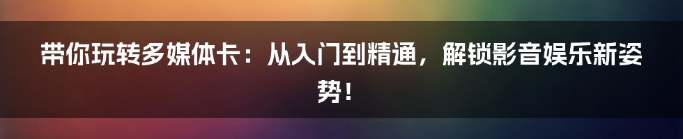 带你玩转多媒体卡：从入门到精通，解锁影音娱乐新姿势！