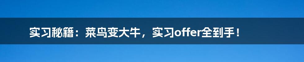 实习秘籍:菜鸟变大牛,实习offer全到手!