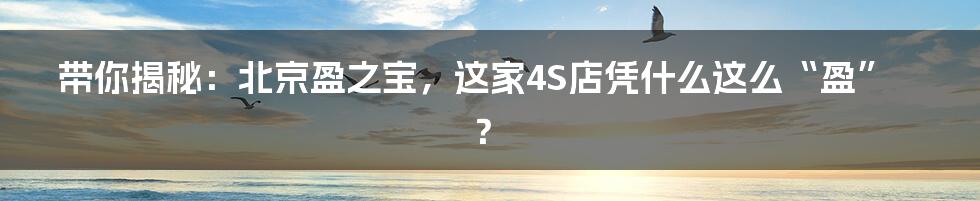 带你揭秘:北京盈之宝,这家4S店凭什么这么“盈”?