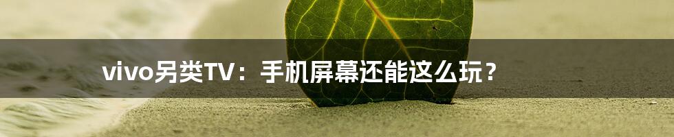vivo另类TV:手机屏幕还能这么玩?