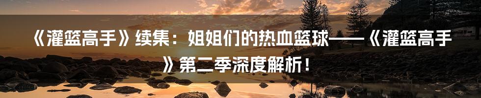 《灌篮高手》续集:姐姐们的热血篮球——《灌篮高手》第二季深度解析!