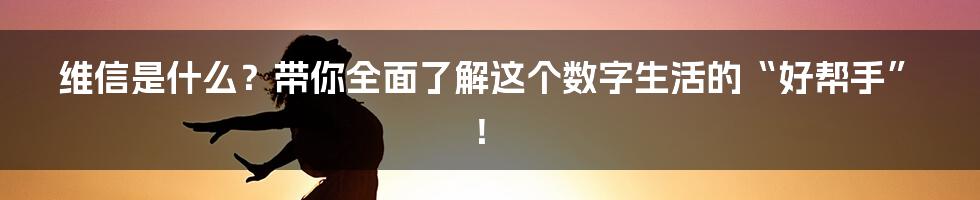 维信是什么?带你全面了解这个数字生活的“好帮手”!