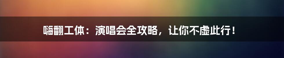 嗨翻工体：演唱会全攻略，让你不虚此行！