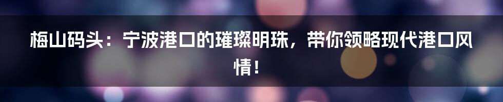 梅山码头:宁波港口的璀璨明珠,带你领略现代港口风情!