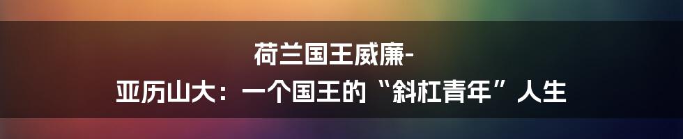 荷兰国王威廉-亚历山大：一个国王的“斜杠青年”人生