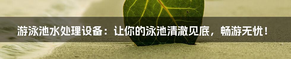 游泳池水处理设备:让你的泳池清澈见底,畅游无忧!