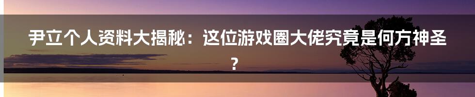 尹立个人资料大揭秘:这位游戏圈大佬究竟是何方神圣?