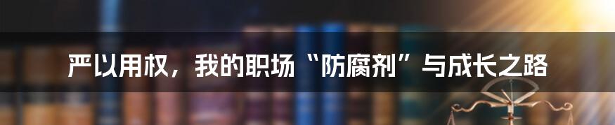 严以用权，我的职场“防腐剂”与成长之路