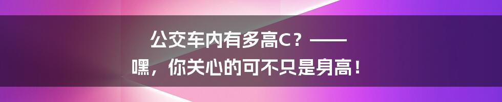 公交车内有多高C？—— 嘿，你关心的可不只是身高！