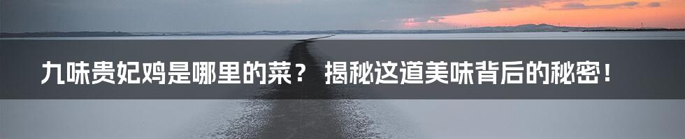 九味贵妃鸡是哪里的菜? 揭秘这道美味背后的秘密!
