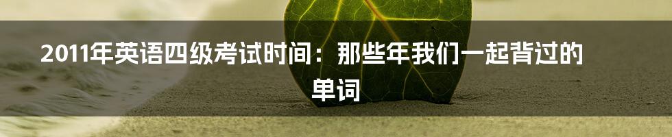 2011年英语四级考试时间:那些年我们一起背过的单词