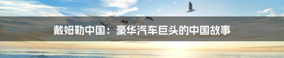 戴姆勒中国:豪华汽车巨头的中国故事