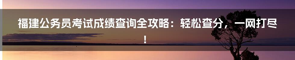 福建公务员考试成绩查询全攻略：轻松查分，一网打尽！