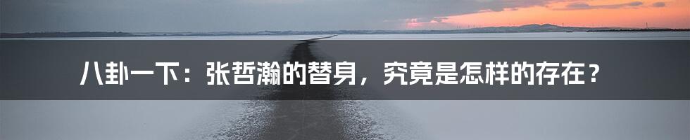 八卦一下：张哲瀚的替身，究竟是怎样的存在？