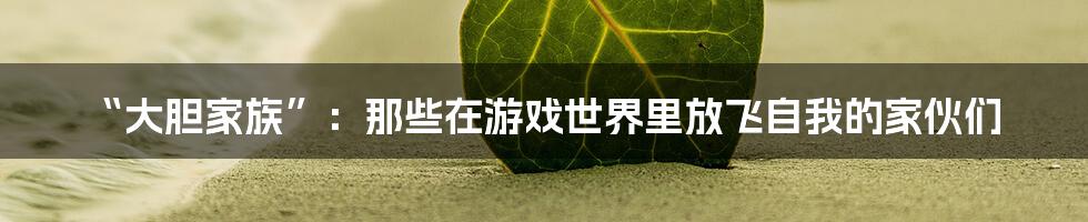 “大胆家族”:那些在游戏世界里放飞自我的家伙们