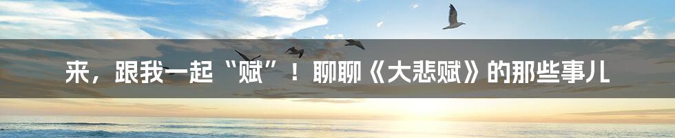 来,跟我一起“赋”!聊聊《大悲赋》的那些事儿