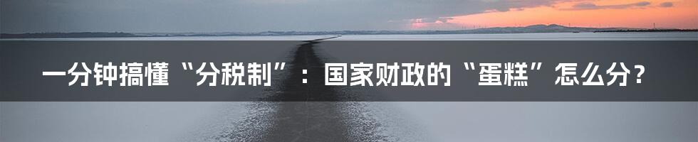 一分钟搞懂“分税制”:国家财政的“蛋糕”怎么分?