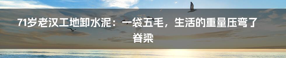 71岁老汉工地卸水泥:一袋五毛,生活的重量压弯了脊梁