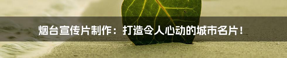 烟台宣传片制作:打造令人心动的城市名片!