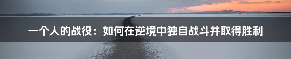 一个人的战役:如何在逆境中独自战斗并取得胜利