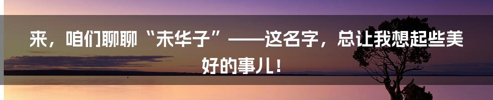 来,咱们聊聊“未华子”——这名字,总让我想起些美好的事儿!