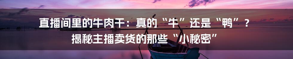 直播间里的牛肉干:真的“牛”还是“鸭”? 揭秘主播卖货的那些“小秘密”