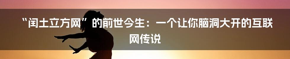 “闰土立方网”的前世今生:一个让你脑洞大开的互联网传说