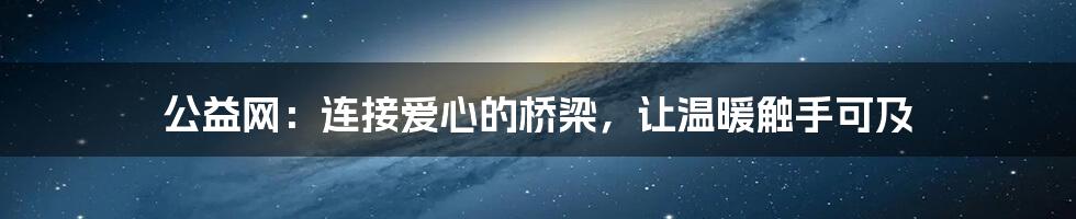 公益网:连接爱心的桥梁,让温暖触手可及