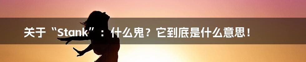 关于“Stank”:什么鬼?它到底是什么意思!