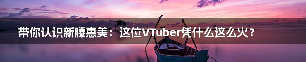 带你认识新滕惠美：这位VTuber凭什么这么火？