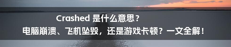 Crashed 是什么意思? 电脑崩溃、飞机坠毁,还是游戏卡顿?一文全解!