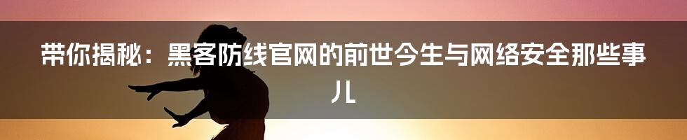 带你揭秘:黑客防线官网的前世今生与网络安全那些事儿